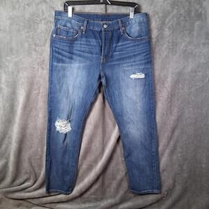 Women's Levis 501 CT Size W31 Distressed Medium Dark Wash Inseam 28.5